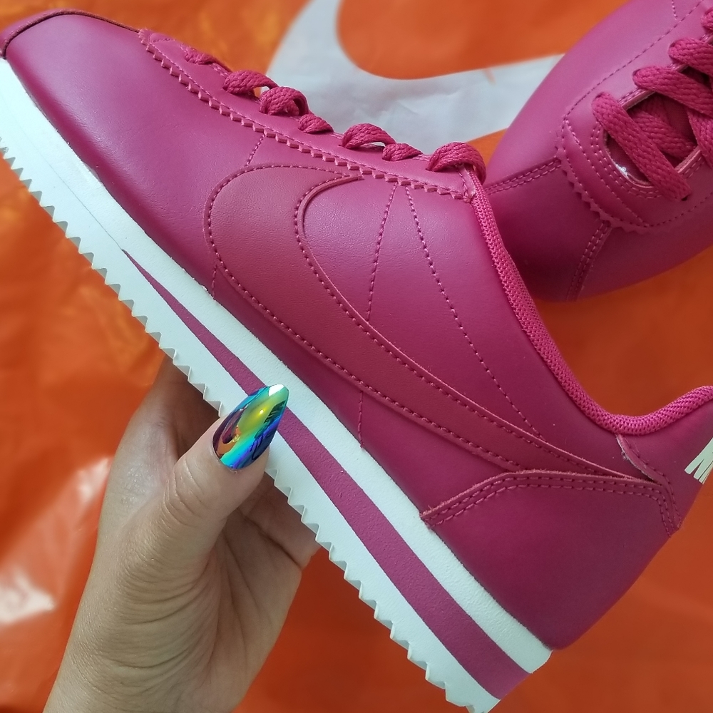Nike pink leather classic women's Cortez